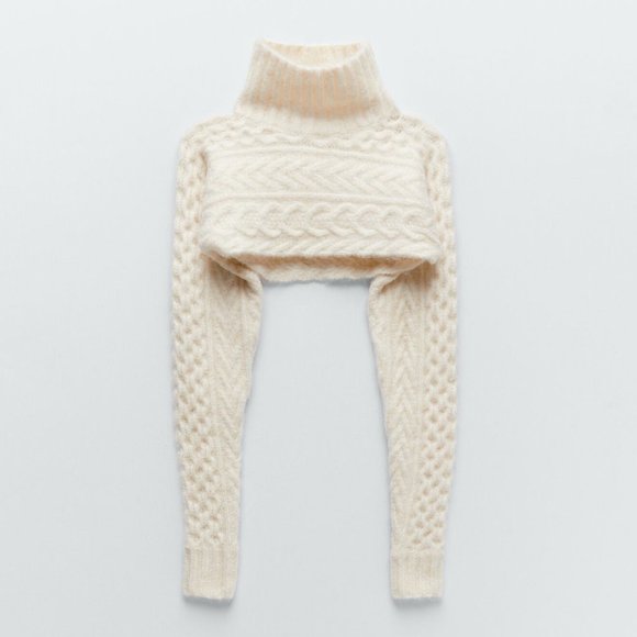 Zara Cable Knit Arm Warmer Scarf Sweater - Picture 16 of 16